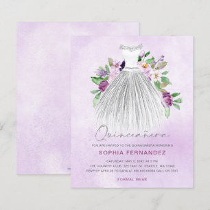 Budget Lila Goldkleid Quinceañera Einladung