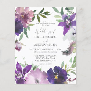 Budget Lila- Lavendel- und Violettblumenhochzeit