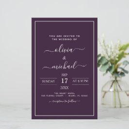 Budget Lila Plum Wedding Moderne Typografie