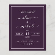 Budget Lila Plum Wedding Moderner Typografie Flyer