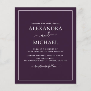 Budget Lila Plum Wedding Moderner Typografie Flyer