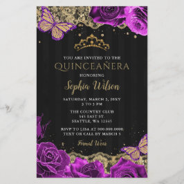 Budget Lila Rose Black Quinceañera Einladung