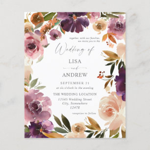 Budget Lila & Rosé Florale Hochzeit V3 Large Flyer