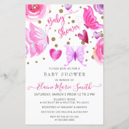 Budget Lila Schmetterlinge Kinderdusche Einladung