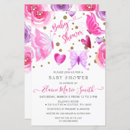 Budget Lila Schmetterlinge Kinderdusche Einladung