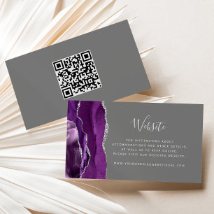 Budget Lila Silber-Achat-Graue Hochzeits-QR-Code Begleitkarte