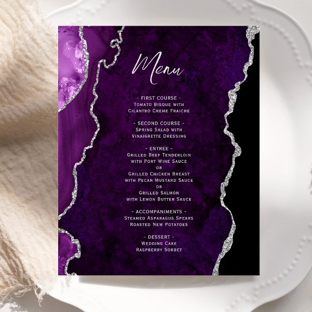 Budget Lila Silber Achat Hochzeitsmenü (Von Creator hochgeladen)