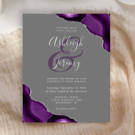Budget Lila Silver Agate Gray Wedite Einladung