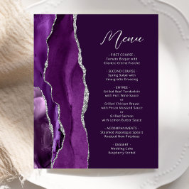 Budget Lila Silver Agate Plum Wedding Menu