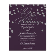 Budget Lila Silver Confetti Hochzeit Einladung