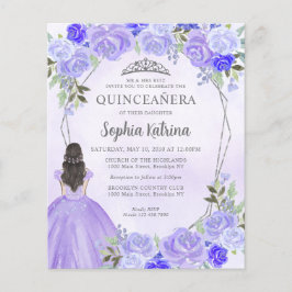 Budget Lila Silver Floral Prinzessin Quinceañera
