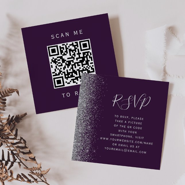 Budget Lila Silver Wedding QR Code UAWG Begleitkarte (Von Creator hochgeladen)