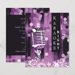Budget Lila Sweet 16 Karaoke Einladung