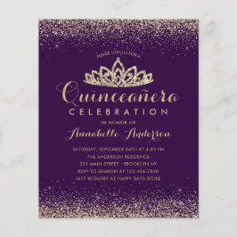 Budget Lila Violet Gold Quinceañera Tiara Einladun