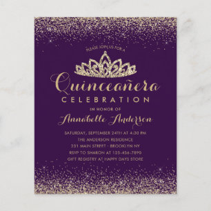 Budget Lila Violet Gold Quinceañera Tiara Einladun