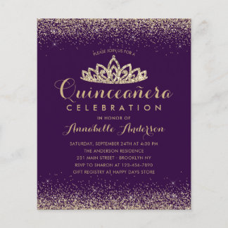 Budget Lila Violet Gold Quinceañera Tiara Einladun