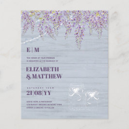 Budget Lila Wisteria Dusty Blue Wedding Flyer