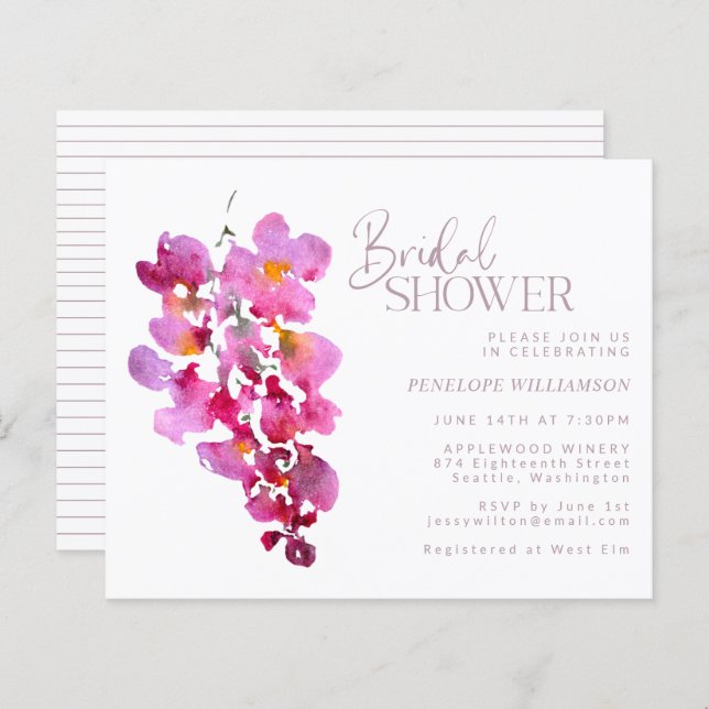 Budget Lila Wisteria Watercolor Brautparty (Vorne/Hinten)