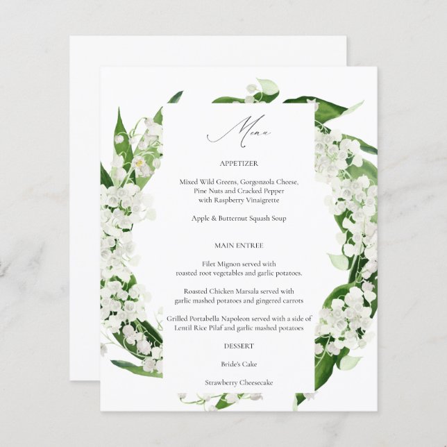 Budget Lily of the Valley Floral Menu (Vorne/Hinten)