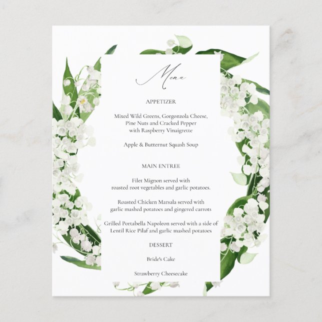 Budget Lily of the Valley Floral Menu Flyer (Vorne)