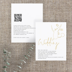 BUDGET Line Art Faces Gold Glitter QR Wedding