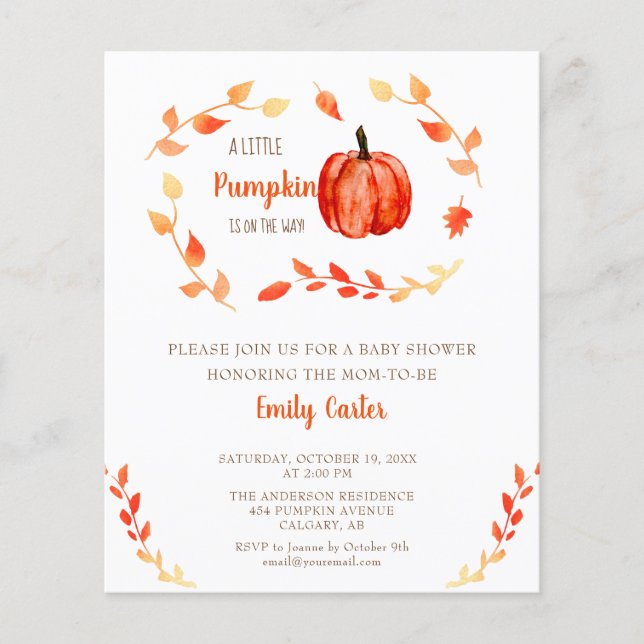 Budget Little Pumpkin Baby Shower Fall Foliage