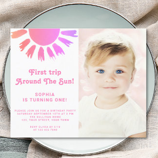 Budget Little Sunshine 1. Geburtstag Foto Einladun