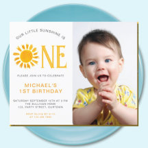 Budget Little Sunshine 1. Geburtstag Foto Einladun