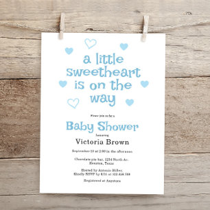 Budget Little Sweetheart Boy Baby Shower Einladung