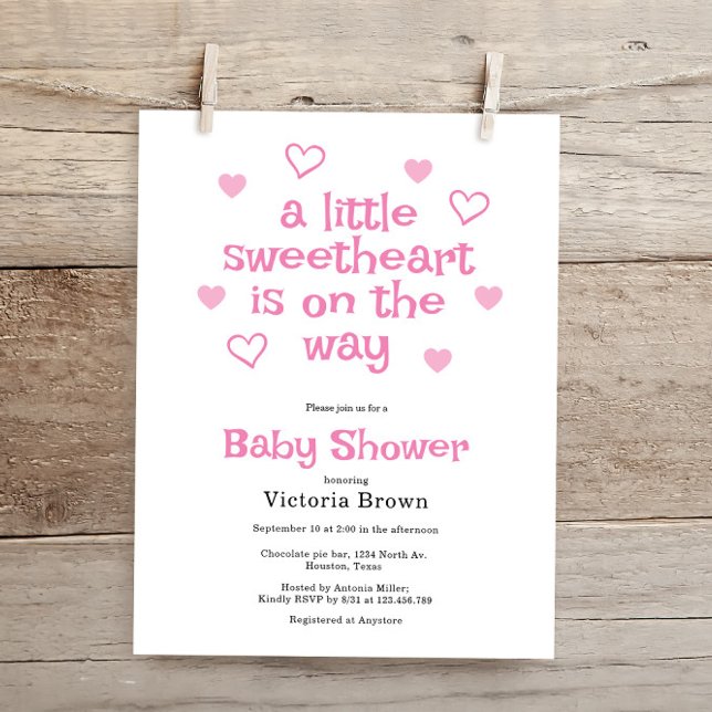 Budget Little Sweetheart Girl Baby Shower Einladun (Von Creator hochgeladen)
