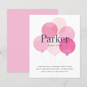 Budget Luftballon rosa Geburtstagseinladung