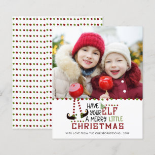Budget lustiger Weihnachts-Elf-Foto-Urlaubskarte