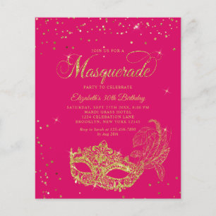 BUDGET Magenta Gold Glitzer Masquerade Geburtstag