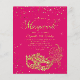 BUDGET Magenta Gold Glitzer Masquerade Geburtstag