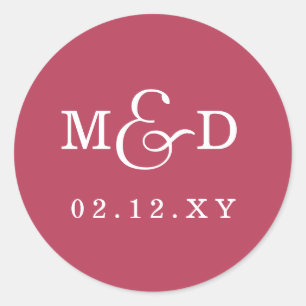 Budget Magenta Monogram Wedding Runder Aufkleber