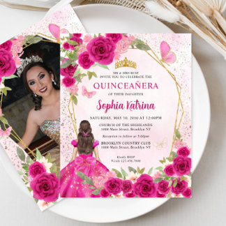 Budget Magenta Rosa Blumenprinzessin Foto Quince