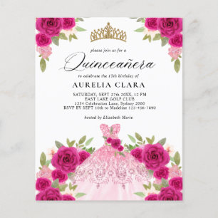 BUDGET Magenta Rosa Kleid Floral 15. Quinceañera