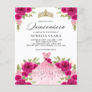 BUDGET Magenta Rosa Kleid Floral 15. Quinceañera