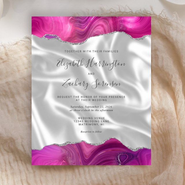 Budget Magenta Silver Agate White Silk Wedding (Von Creator hochgeladen)