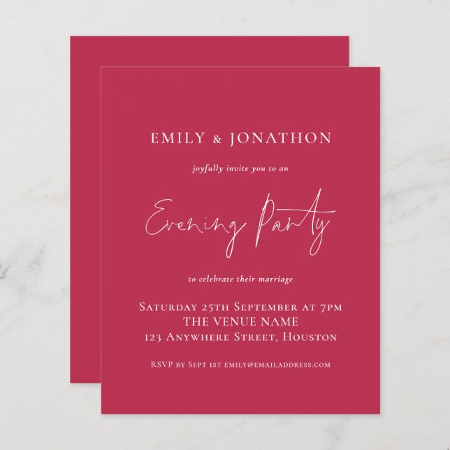 Budget Magenta Wedding Abend Party (Vorne/Hinten)