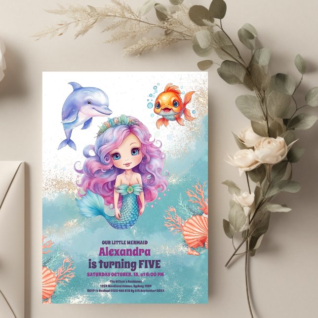 Budget Magic Mermaid Birthday Party Flyer (Von Creator hochgeladen)