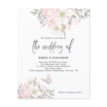 Budget Magnolia Butterfly Hochzeit Einladung