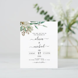 Budget Magnolia Eucalyptus Wedding Einladung