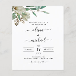 Budget Magnolia Eucalyptus Wedding Einladung Flyer