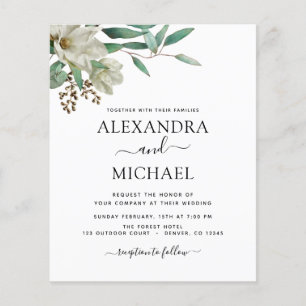 Budget Magnolia Eucalyptus Wedding Einladung Flyer