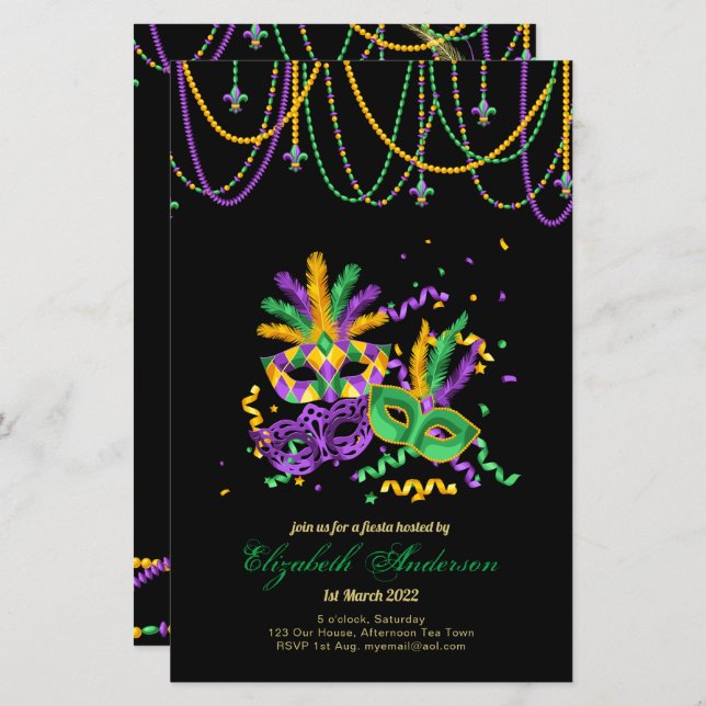 BUDGET MARDI GRAS 2023!! Feathers Mask Beads (Vorne/Hinten)