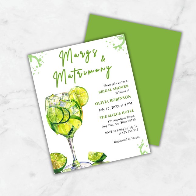 Budget Margs and Matrimone Brautparty Einladung (Budget Margs and Matrimony Bridal Shower Invitation )
