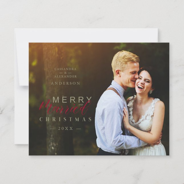 Budget Married & Merry Newlywed Photo Christmas  (Vorderseite)