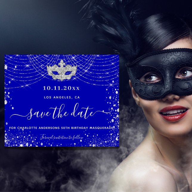 Budget Maskerade königsblau Save the Date (Von Creator hochgeladen)