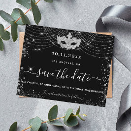 Budget Maskerade Party schwarz Silber Save the Dat